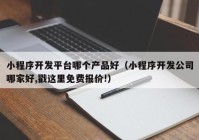 小程序開發(fā)平臺哪個產(chǎn)品好（小程序開發(fā)公司哪家好,戳這里免費(fèi)報價!）
