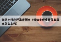 微信小程序開(kāi)發(fā)者版本（微信小程序開(kāi)發(fā)者版本怎么上傳）